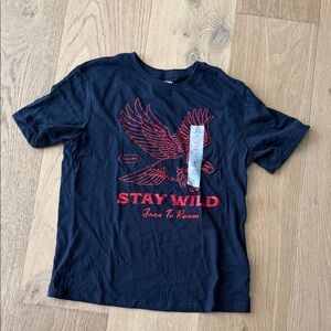 Old Navy Blue Tee with Red Eagle Graphic